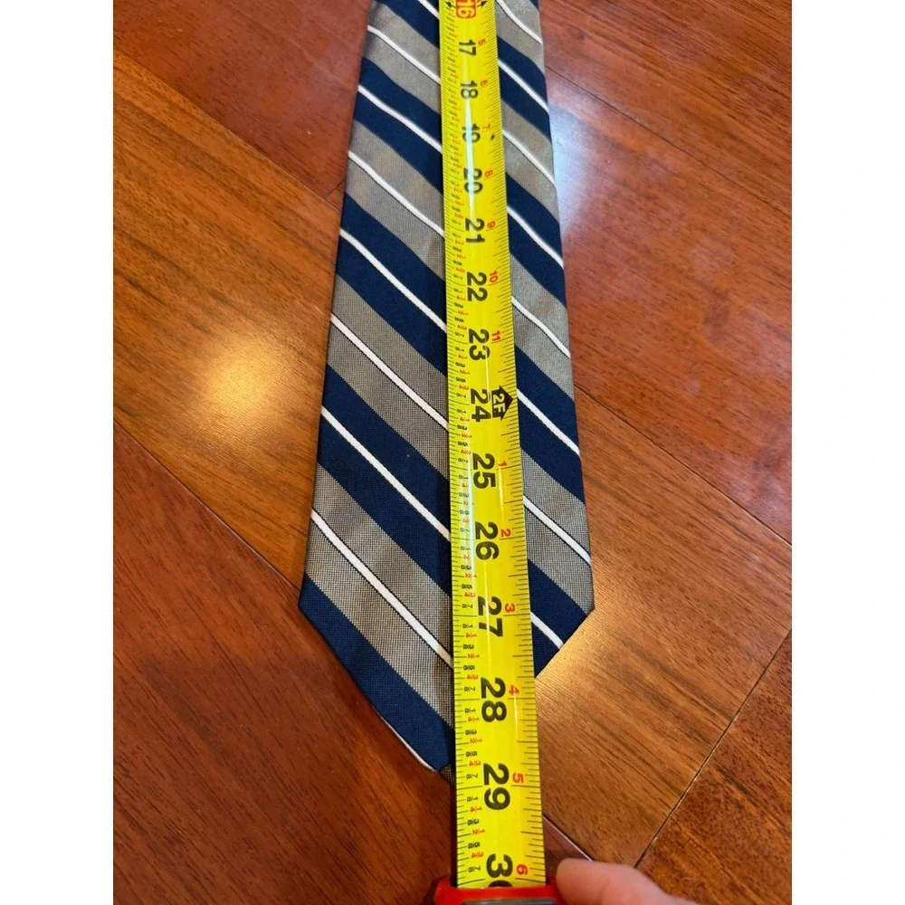 Faconnable Silk Tie Slant Stripe France‎ | Navy Tan | 58